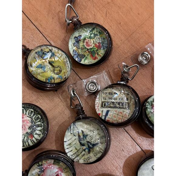 Lot of 15 Badge Reel Clips Floral Butterfly Whimsical Nurse Gift - Picture 4 of 8